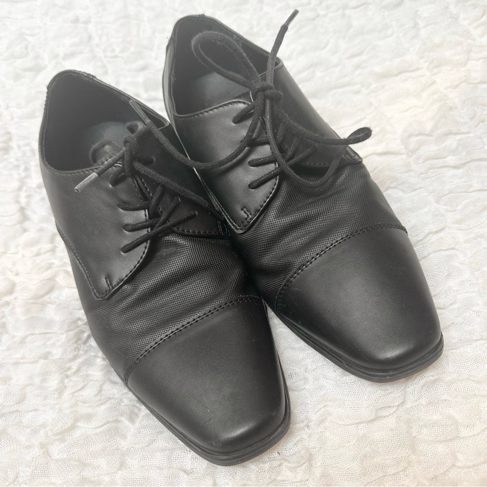Calvin Klein Black Tuxedo Oxford Dress Shoes Cap Toe Men’s 7.5 - Picture 3 of 12